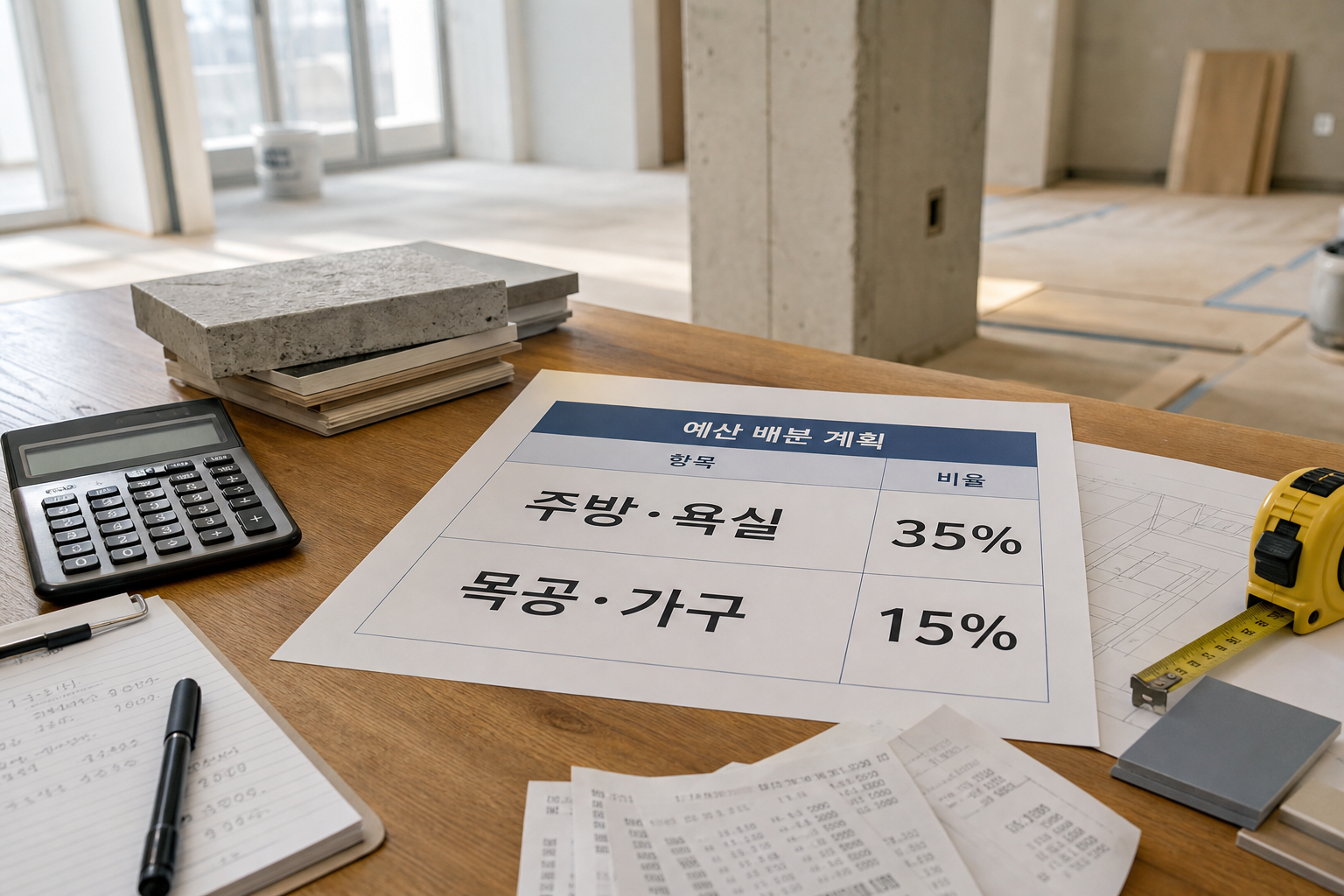 30평 아파트 리모델링 견적 실제 견적 항목별 비용 비중