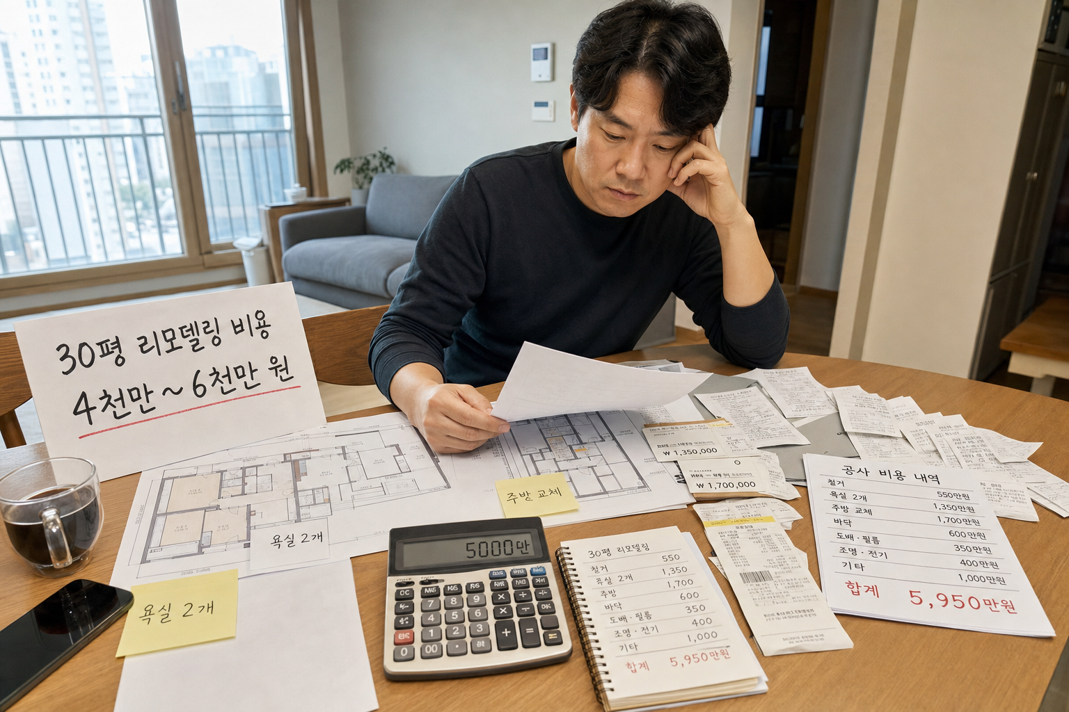 30평 아파트 리모델링 비용 견적은 얼마 정도 나오나요