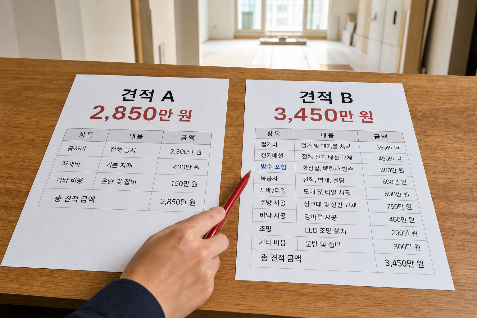 아파트 인테리어 견적 비교할 때 반드시 확인할 7가지 — 인테리어 견적 비교
