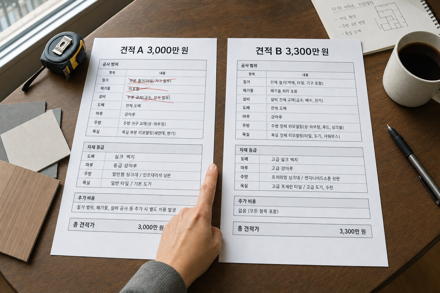 인테리어 견적 비교 시 놓치기 쉬운 항목